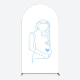 Aperturee - Aperturee Blue Lined Pregnant Woman Baby Shower Arch Backdrop